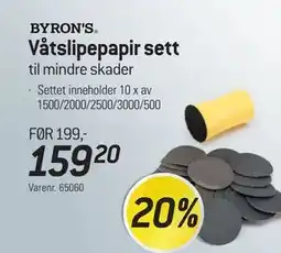 Thansen BYRON'S Våtslipepapir sett tilbud