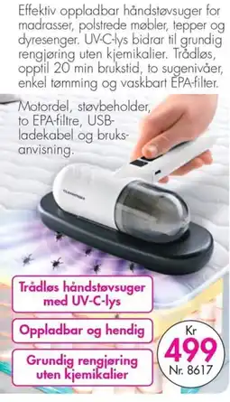 Nyttig Trådløs håndstøvsuger med UV-C-lys tilbud