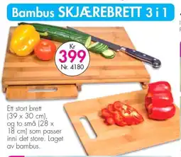 Nyttig Bambus Skjærebrett 3 i 1 tilbud