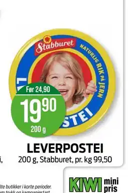 Kiwi LEVERPOSTEI tilbud