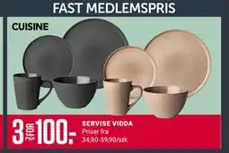 Europris SERVISE VIDDA, Medlemspris tilbud