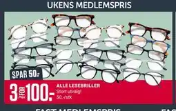 Europris ALLE LESEBRILLER, Medlemspris tilbud