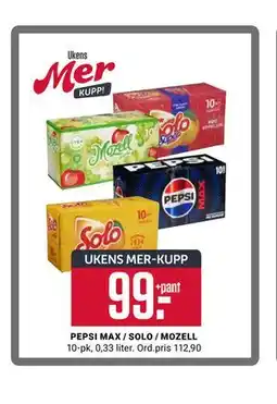 Europris PEPSI MAX / SOLO / MOZELL, App-pris tilbud