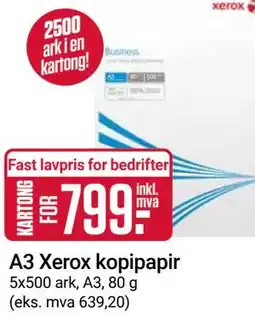 Europris A3 Xerox kopipapir tilbud