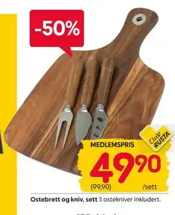 Rusta Ostebrett og kniv, sett, Medlemspris tilbud