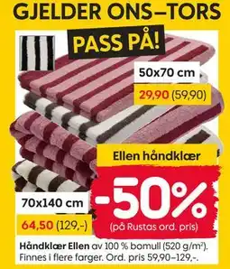 Rusta Håndklær Ellen tilbud