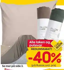 Rusta Alle laken og putevar tilbud