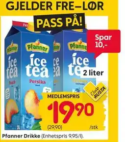 Rusta Pfanner Drikke, Medlemspris tilbud