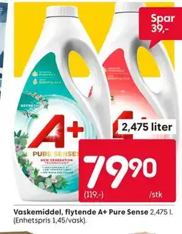 Rusta Vaskemiddel, flytende A+ Pure Sense tilbud
