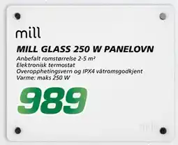 Coop Byggmix MILL GLASS 250 W PANELOVN tilbud