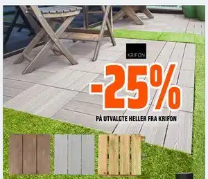 25% PÅ UTVALGTE HELLER FRA KRIFON