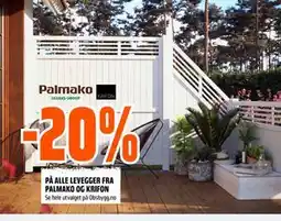 Obs Bygg 20 PÅ ALLE LEVEGGER FRA PALMAKO OG KRIFON tilbud