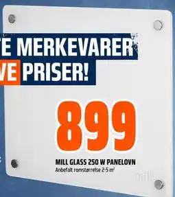 Obs Bygg MILL GLASS 250 W PANELOVN tilbud