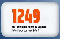 Obs Bygg MILL INVISIBLE 600 W PANELOVN tilbud