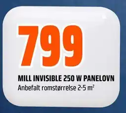Obs Bygg MILL INVISIBLE 250 W PANELOVN tilbud