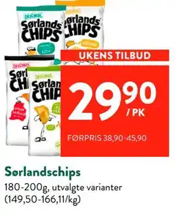 Jacobs Sørlandschips tilbud