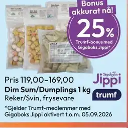 Gigaboks Dim Sum/Dumplings 1 kg tilbud