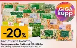 Gigaboks Frosne grønnsaker fra Norrek 250-3000 g tilbud