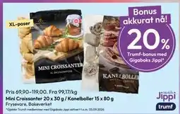 Gigaboks Mini Croissanter 20 x 30 g / Kanelboller 15 x 80 g tilbud