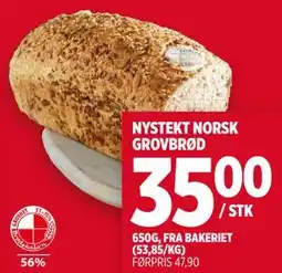 Meny NYSTEKT NORSK GROVBRØD tilbud
