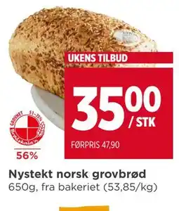 Meny Nystekt norsk grovbrød tilbud