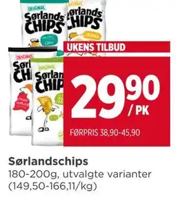 Meny Sørlandschips tilbud