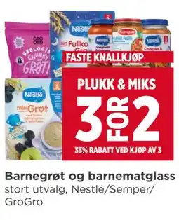 Meny Barnegrøt og barnematglass tilbud