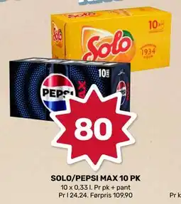 Coop Marked SOLO/PEPSI MAX 10 PK tilbud