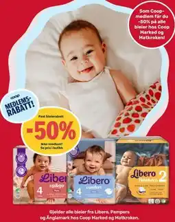 Coop Marked Libero, Pampers og Änglamark bleier tilbud