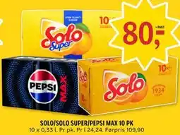 Coop Prix SOLO/SOLO SUPER/PEPSI MAX 10 PK tilbud