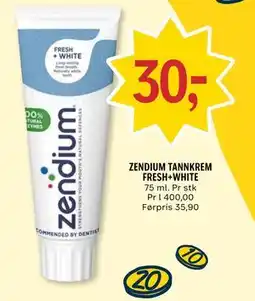 Coop Prix ZENDIUM TANNKREM FRESH+WHITE tilbud