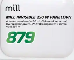 Coop Byggmix mill invisible 250 w panelovn tilbud