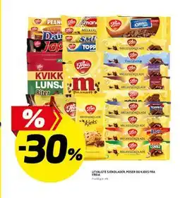 Bunnpris UTVALGTE SJOKOLADER, POSER OG KJEKS FRA FREIA tilbud