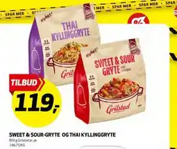 Bunnpris SWEET & SOUR-GRYTE OG THAI KYLLINGGRYTE tilbud