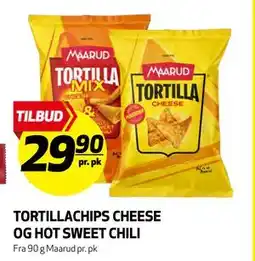 Bunnpris TORTILLACHIPS CHEESE OG HOT SWEET CHILI tilbud