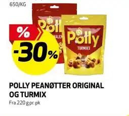 Bunnpris POLLY PEANØTTER ORIGINAL OG TURMIX tilbud