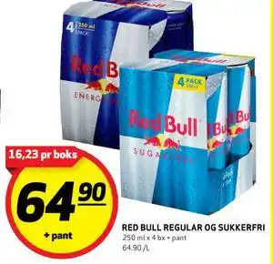 Bunnpris RED BULL REGULAR OG SUKKERFRI tilbud
