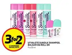 Bunnpris UTVALGTE SUNSILK SHAMPOO, BALSAM OG ROLL ON tilbud