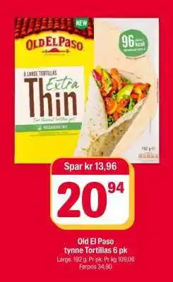 Coop Extra Old El Paso tynne Tortillas 6 pk tilbud