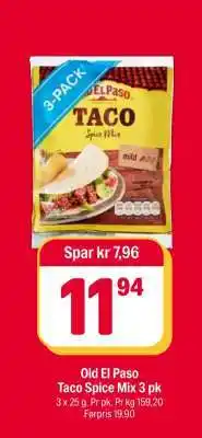 Coop Extra Old El Paso Taco Spice Mix 3 pk tilbud