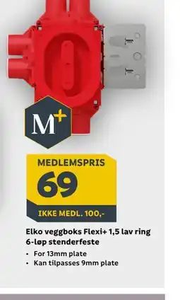 Megaflis Elko veggboks Flexi+ 1,5 lav ring 6-løp stenderfeste tilbud