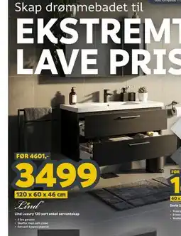 Megaflis Lind Luxury 120 sort enkel servantskap tilbud