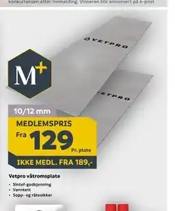 Megaflis Vetpro våtromsplate, Medlemspris tilbud