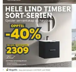 Megaflis Lind Timber servantskap 60 sort tilbud