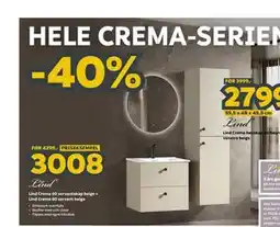 Megaflis Lind Crema 60 servantskap beige + Lind Crema 60 servant beige tilbud