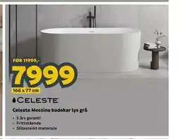 Megaflis Celeste Messina badekar lys grå tilbud
