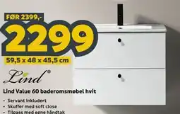 Megaflis Lind Value 60 baderomsmøbel hvit tilbud