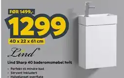 Megaflis Lind Sharp 40 baderomsmøbel hvit tilbud