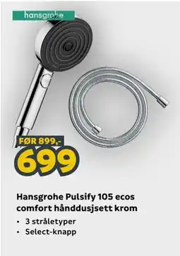 Megaflis Hansgrohe Pulsify 105 ecos comfort hånddusjsett krom tilbud