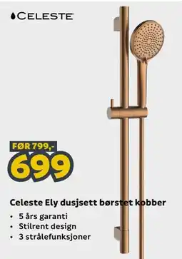 Megaflis Celeste Ely dusjsett børstet kobber tilbud